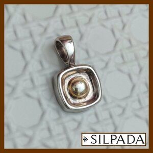Silpada .925 Sterling Silver Gold Vermeil Dot Square Pendant S1280